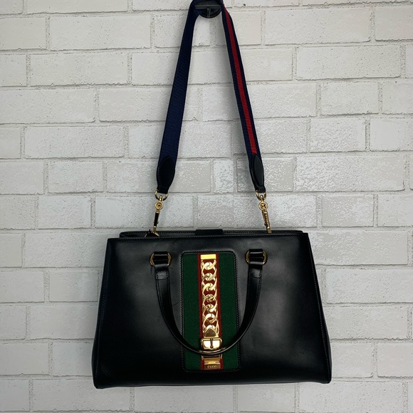 Gucci Large Sylvie Top Handle Tote Black New crossbody - Picture 4 of 16